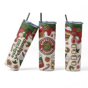 20oz Insulated Tumbler, Cafecito y Chisme, Christmas, Cute, Spanish